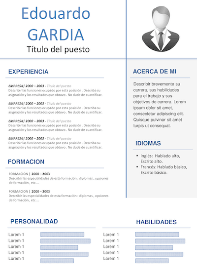 100 Ejemplos De CV [Gratis] | Plantilla de Curriculum Vitae